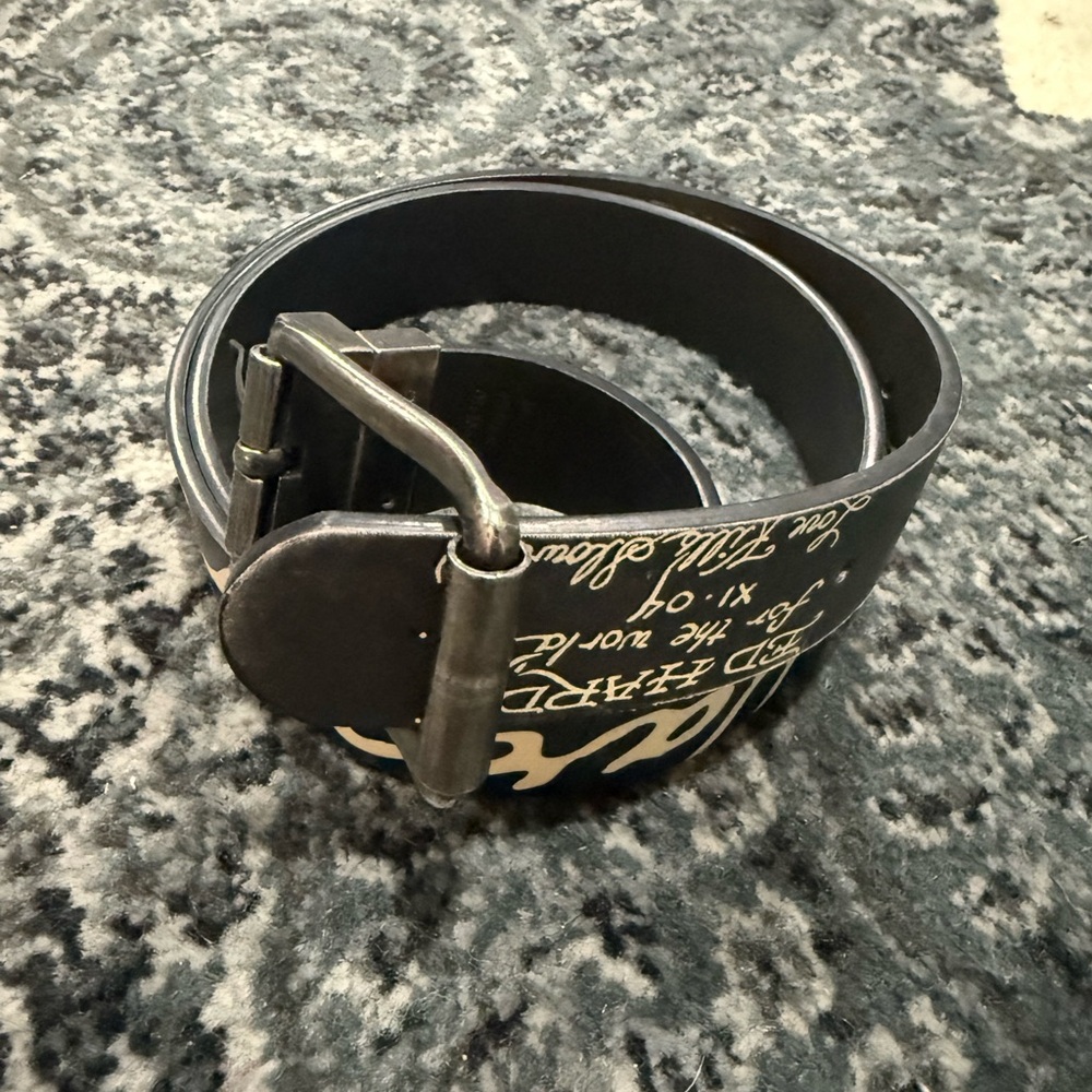 Ed Hardy Black Belt with White Script